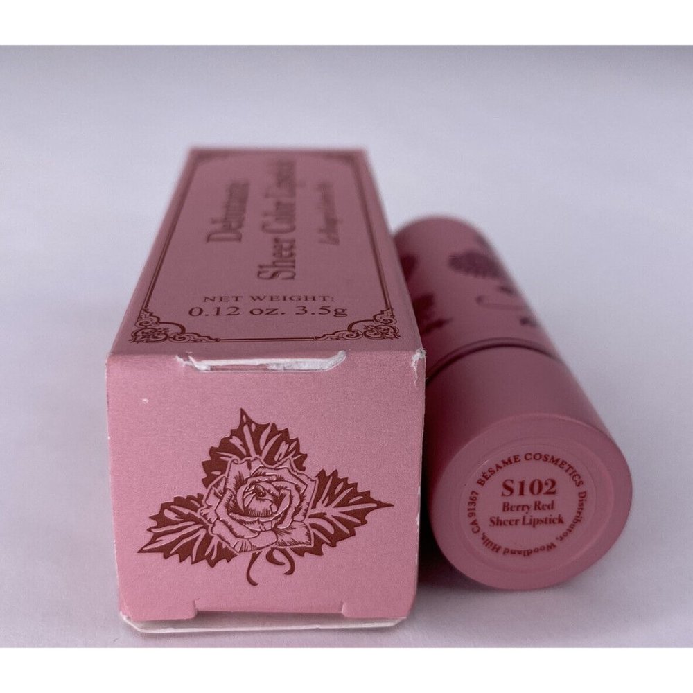 Besame Debutante Sheer Color Lipstick Berry Red S102 Full Size Hard To Find New - Picture 2 of 2